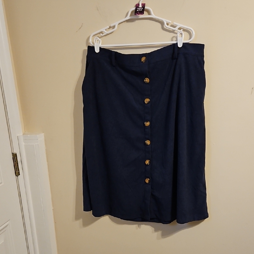 Allegra K Navy Blue Cordoury Midi Skirt. NWT